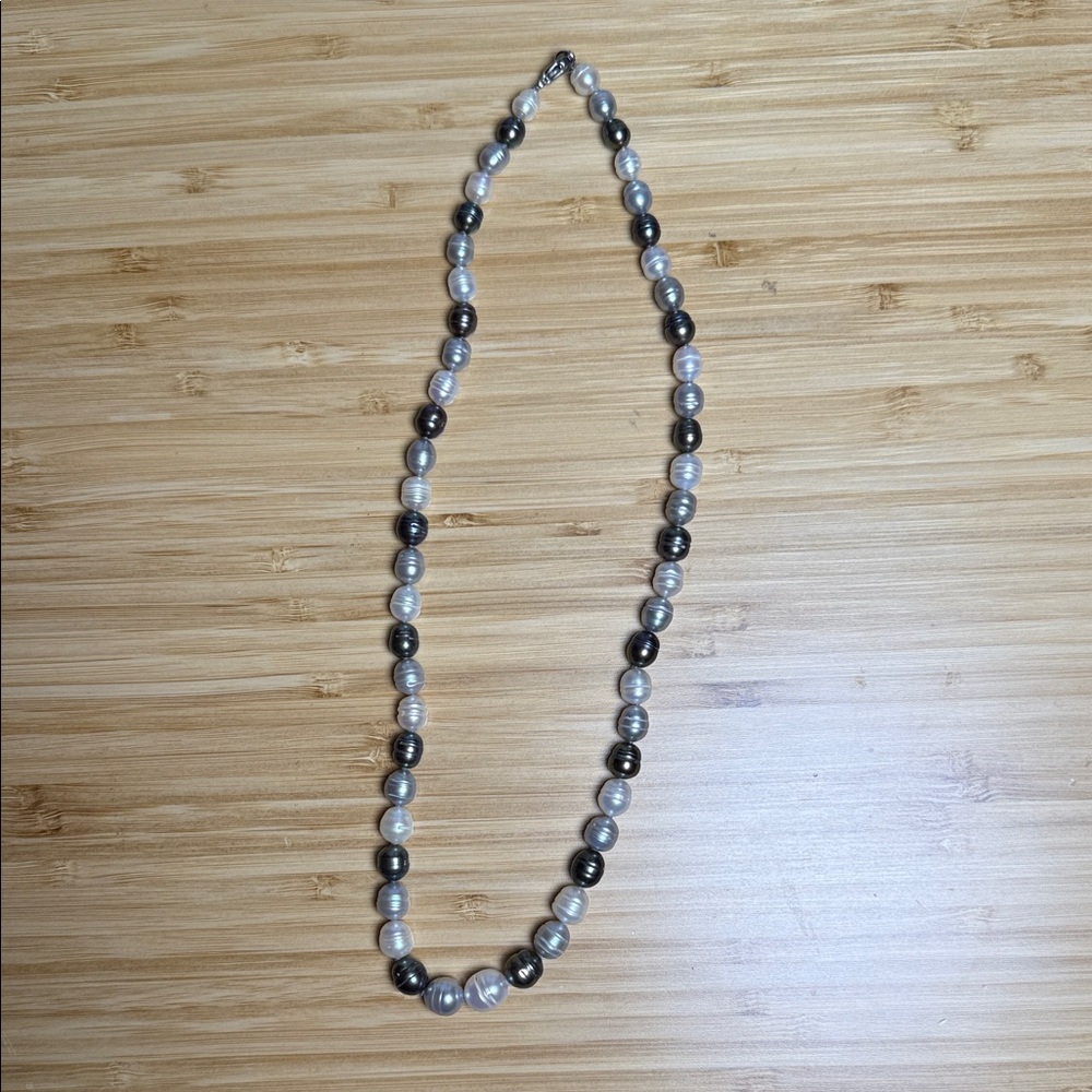 HONORA Fresh Water Elegant Black Silver and White Pearl Necklace